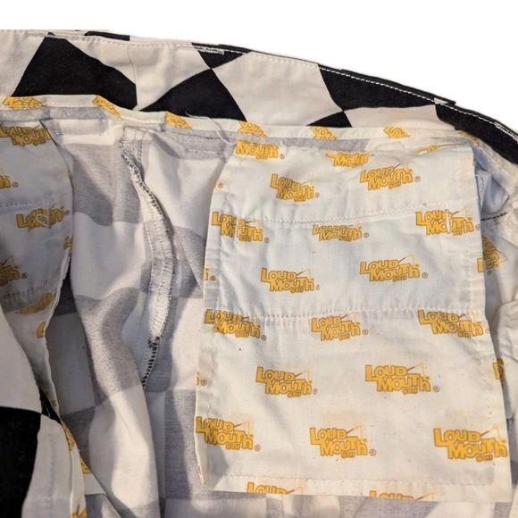 Loudmouth Golf Women's 10 Shorts Black White Checker Flag NASCAR Racing Bermuda - Picture 7 of 9